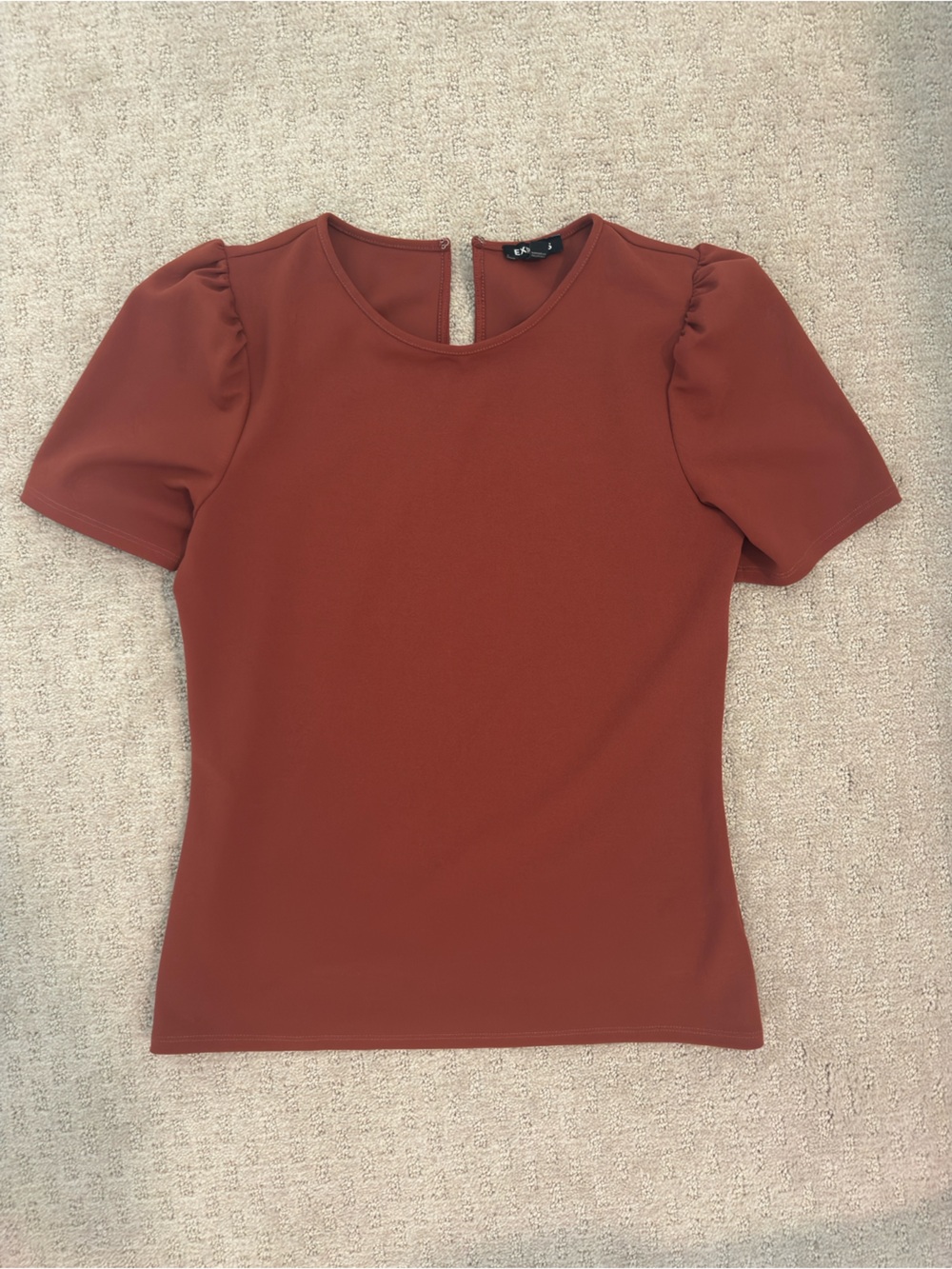 Express Rust Short Sleeve Puff Shoulder Top - Women's